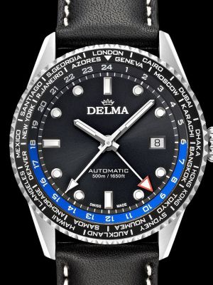 Delma Cayman Worldtimer Watch - Black