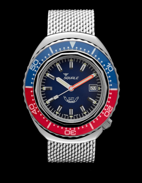 Squale 101 atmos 2002 Blue / Red Polished Dive Watch